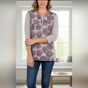 Chic Leaf Pattern Women's Tunic Top
